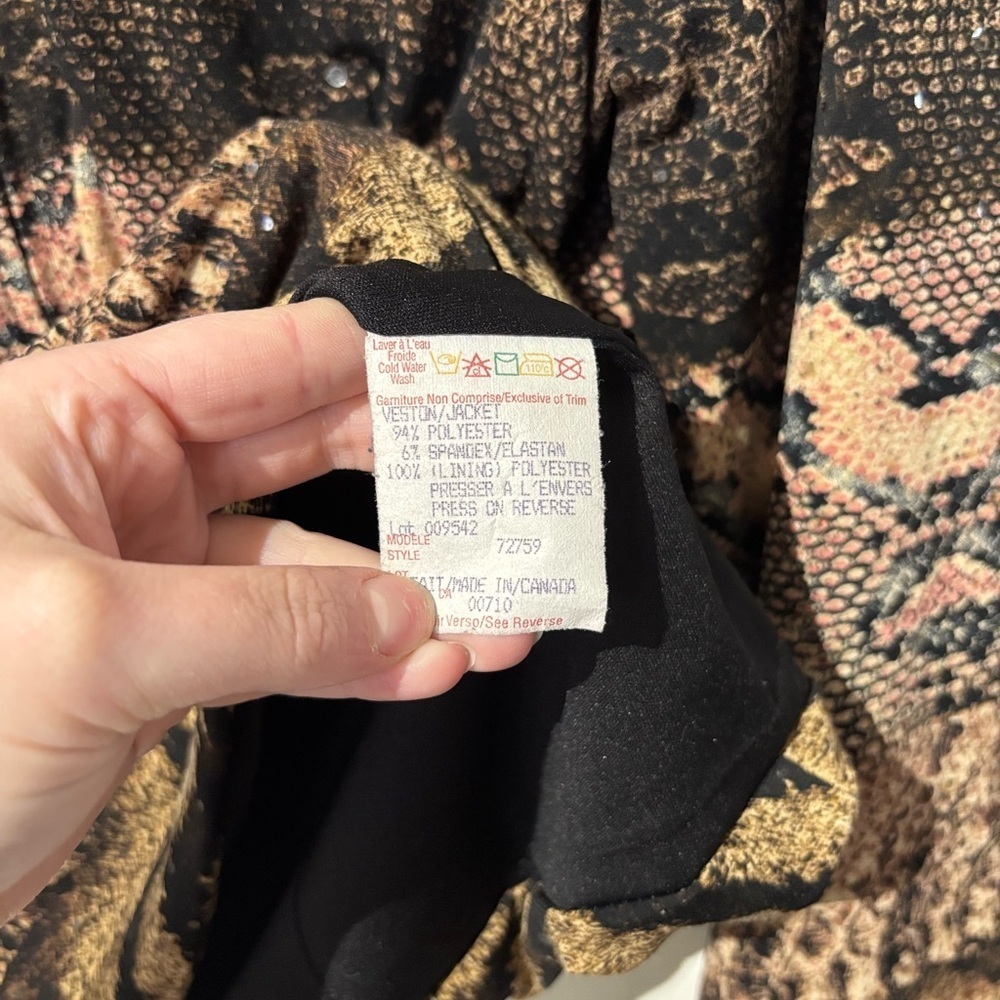 ✨Joseph Ribkoff Animal-Print Zip Jacket – Brown/Black – Size 14 - Picture 9 of 11